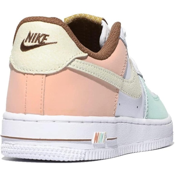 Nike Air Force 1 with White, Mint, Peach, and Brown - Picture 3 of 7